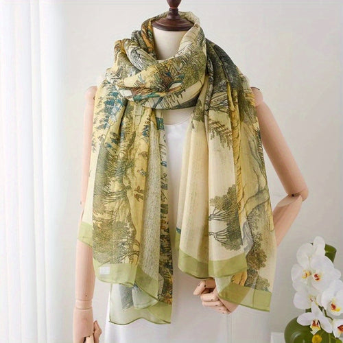 100% Mulberry Silk Scarf - Elegant Floral and Bird Design, Lightweight Luxury for Evening Wear, Weddings, Dates, and Casual Outfits, Large Size, Hand Wash or Dry Clean, Wedding Accessory | Vintage Style Scarf | Intricate Pattern, Scarf for Women