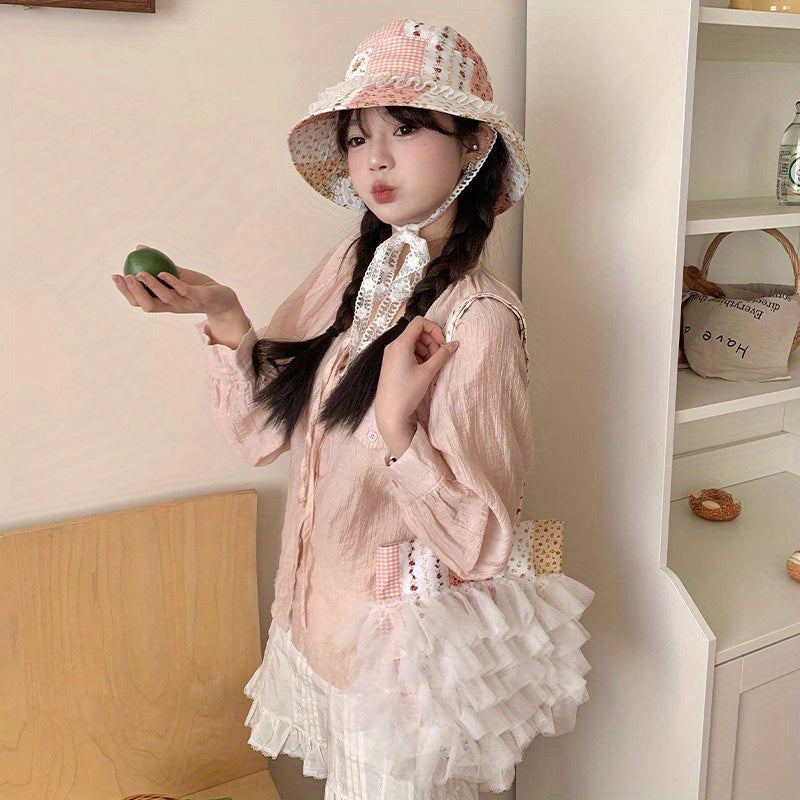 Women's Lace Floral Bucket Hat - Wide Brim, Lightweight Breathable Outdoor Travel Hat with Vintage Charm, Hand Washable Casual Sunshade Accessory