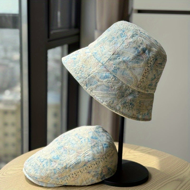 Women's Wide Brim Floral Print Bucket Hat - UPF Summer Beach Hat, Breathable Lightweight Design for Outdoor Activities, Casual Chic Style, Beachwear, Headwear, Sweet Aesthetic Cap